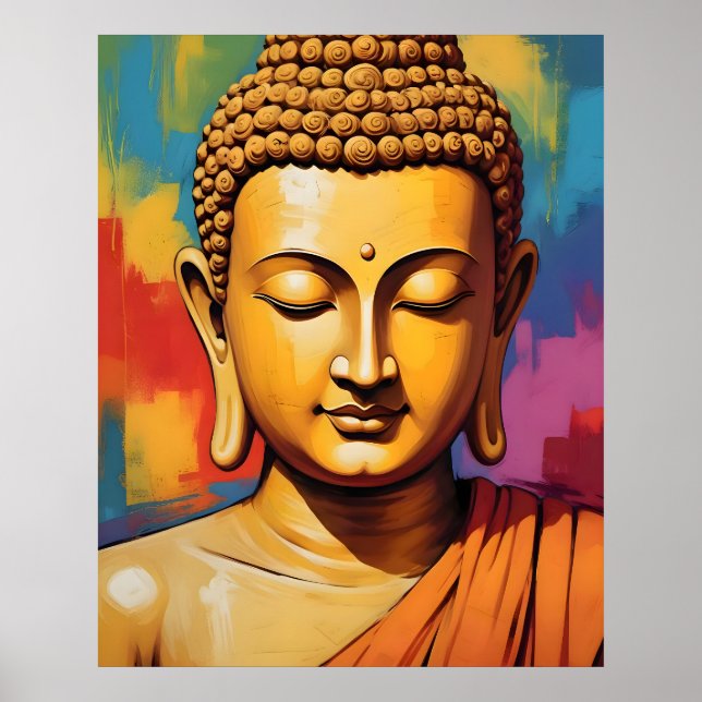 Gautama Buddha Folk Art Fusion Poster (Front)
