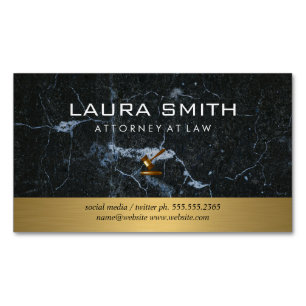 Gavel Icon   Attorney   Gold Metallic   Marble Magnetic Business Card
