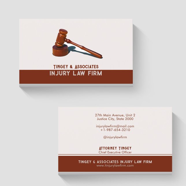 Gavel Law Firm Black and Brown Business Card (Creator Uploaded)
