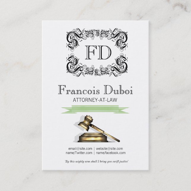 Gavel Lawyer Attorney Law Firm Business Card (Front)