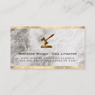 Gavel Legal Counsel / Marble Gold Trim Business Card