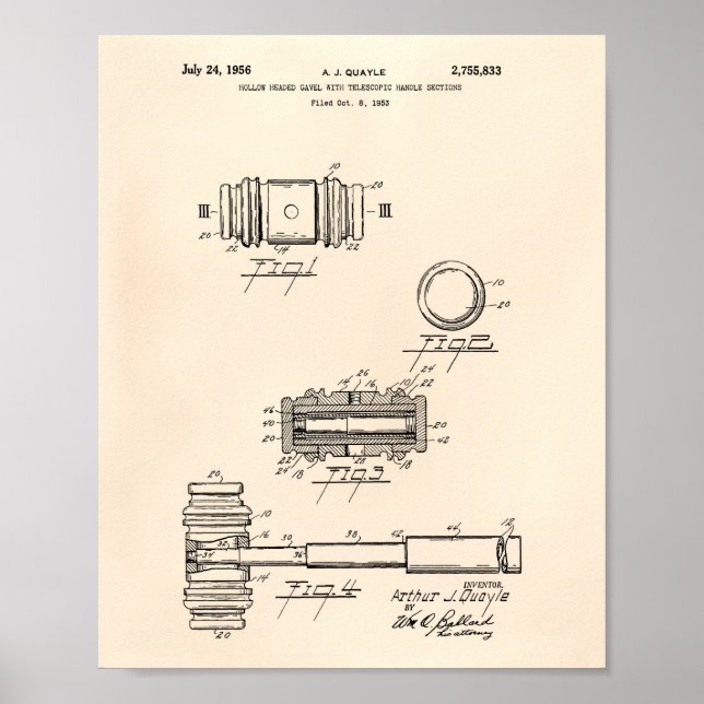 Gavel of Justice 1956 Patent Art - Old Peper Poster (Front)
