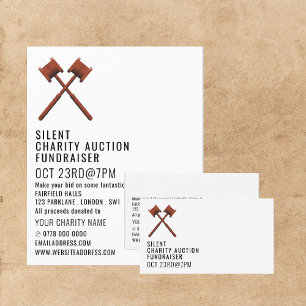 Gavels Logo, Silent Charity Auction Event Advert Business Card