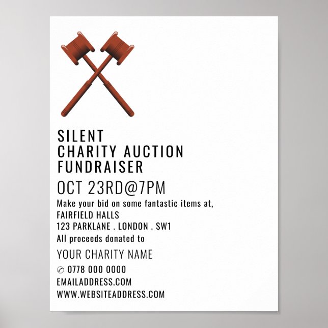 Gavels Logo, Silent Charity Auction Event Poster (Front)
