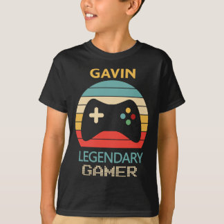 Gavin Name Gift - Personalised Legendary Gamer T-Shirt