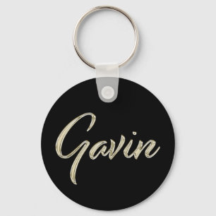 Gavin Name whitegold Button Schlüsselanhänger Key Ring