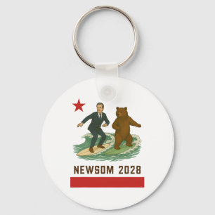 Gavin Newsom 2028 Election California Flag Surfing Key Ring