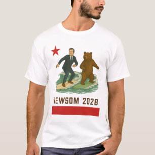 Gavin Newsom 2028 Election California Flag Surfing T-Shirt