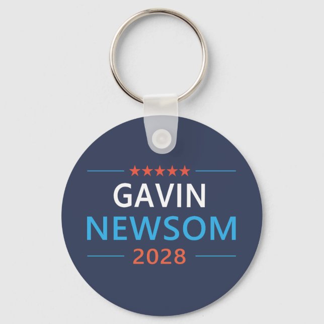 Gavin Newsom 2028 For President Key Ring (Front)