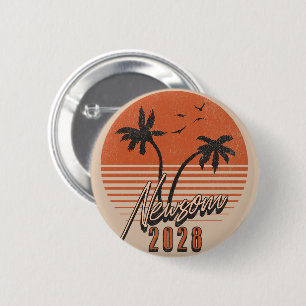 Gavin Newsom 2028 For President Palm Tree Sunset 6 Cm Round Badge