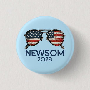 Gavin Newsom 2028 For President Sunglasses 3 Cm Round Badge