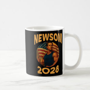Gavin Newsom 2028 Political Satire Muscle American Coffee Mug