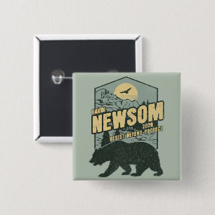 Gavin Newsom 2028 Resist Protect Defend 15 Cm Square Badge
