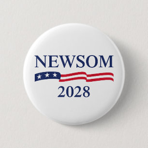 Gavin Newsom 2028 US Flag Election Campaign 6 Cm Round Badge