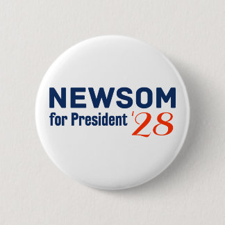 Gavin Newsom for President 2028 white button 