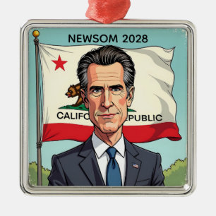 Gavin Newsom for President Chistmas Metal Ornament