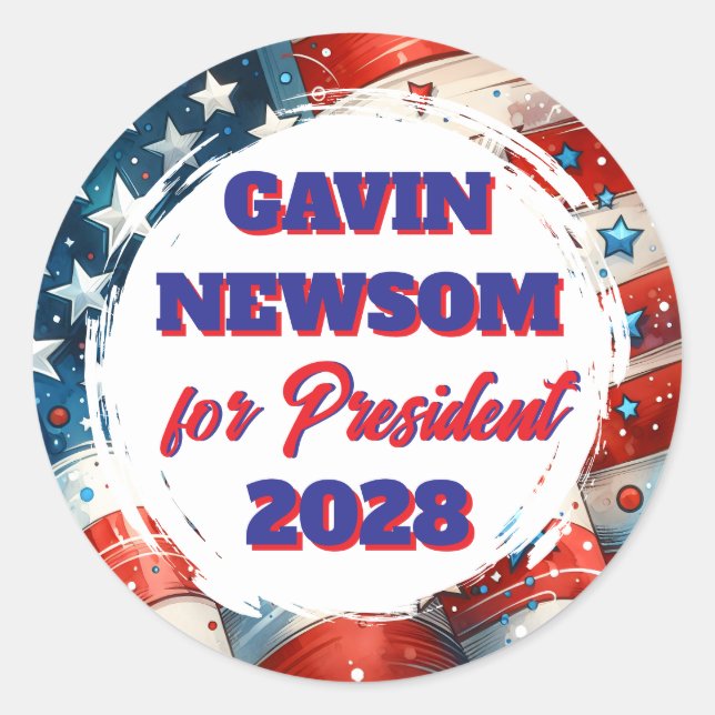 Gavin Newsom for President Political Classic Round Sticker (Front)