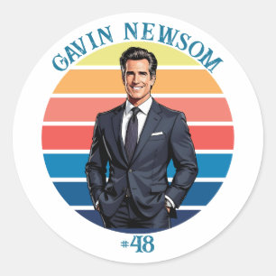 Gavin Newsom   Vintage #48 Christmas Classic Round Sticker