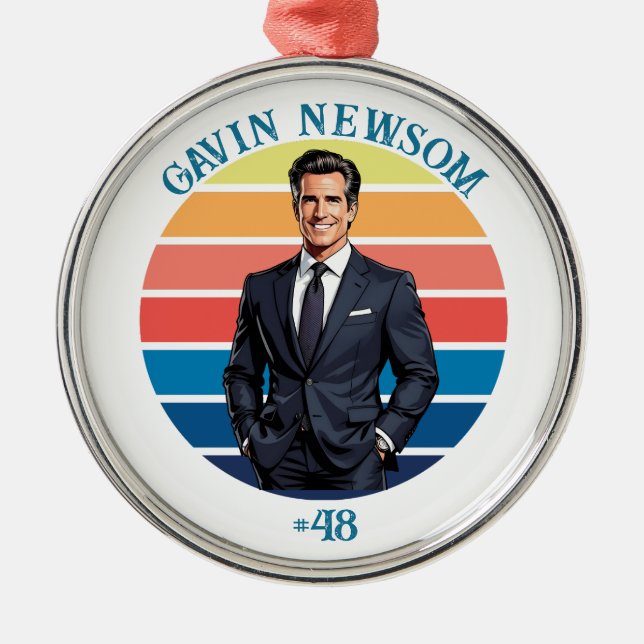 Gavin Newsom | Vintage #48 Christmas Metal Ornament (Front)