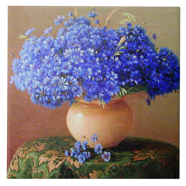 Gavril Kondratenko - Cornflowers  Ceramic Tile (Front)