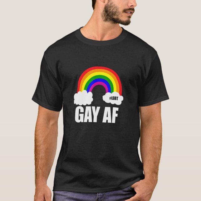 Gay AF Awesome LGBT Gay Pride Queer Rainbow T-Shirt (Front)