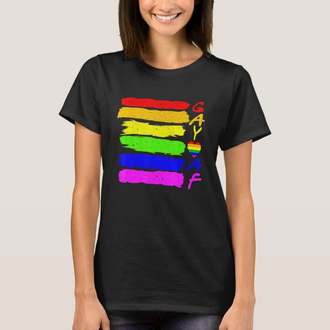 Gay Af Pride Month Lgbt Lgbtq Flag Rainbow Grunge T-Shirt (Front)
