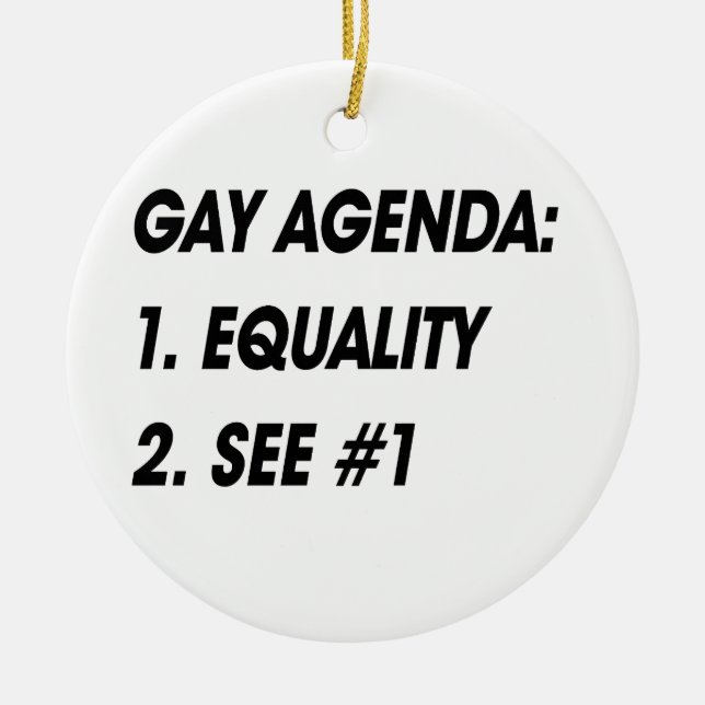GAY AGENDA - EQUALITY CERAMIC TREE DECORATION (Front)