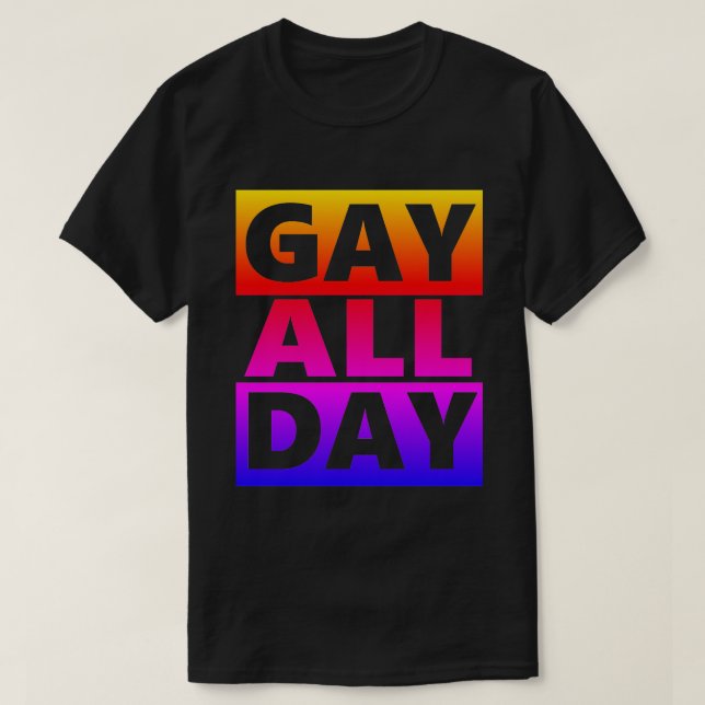 Gay All Day Retro T-Shirt (Design Front)