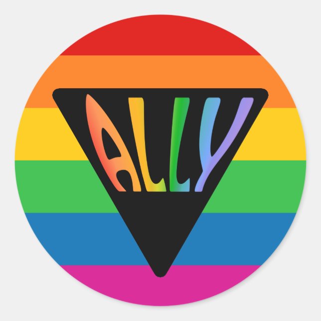 Gay Ally Triangle Classic Round Sticker (Front)