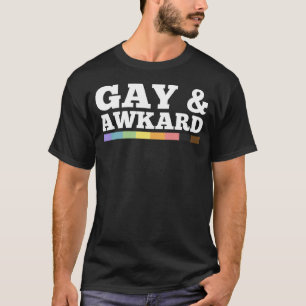Gay And Awkward Queer LGBTQ Pride Flag Minimalist T-Shirt
