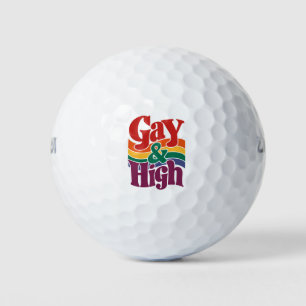 Gay And High Retro LGBTQ Pride Flag Golf Balls