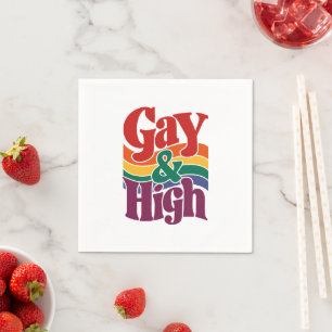 Gay And High Retro LGBTQ Pride Flag Napkin