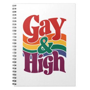 Gay And High Retro LGBTQ Pride Flag Notebook