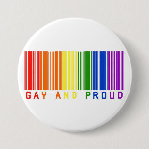 Gay and Proud  Barcode 7.5 Cm Round Badge