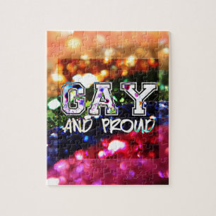 Gay and Proud Rainbow Design Jigsaw Puzzle