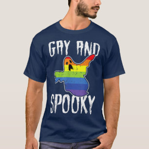 Gay And Spooky Halloween Rainbow Boo Ghost LGBTQ G T-Shirt