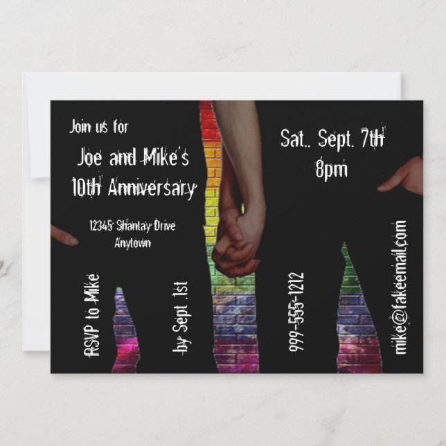 Gay Anniversary Party Invitations (Front)