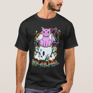Gay As Hell Creepy Cute Gay Pride Cat Lgbt Rainbow T-Shirt