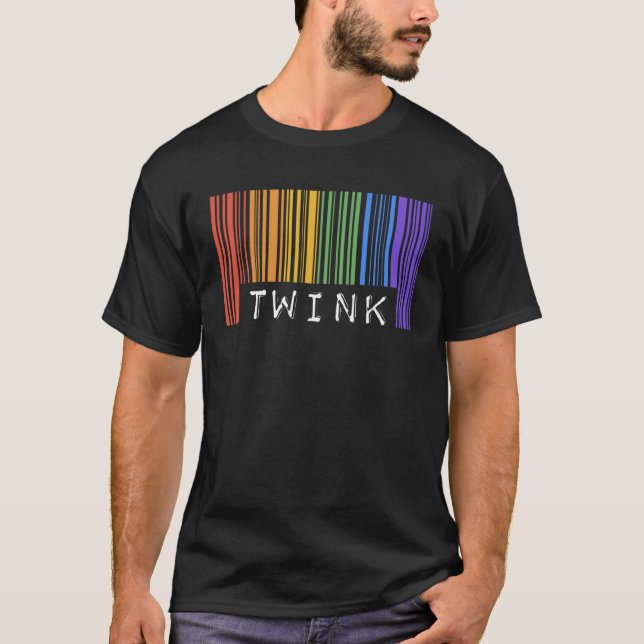Gay Barcode Twink  Trendy Rainbow Pride Flag Month T-Shirt (Front)
