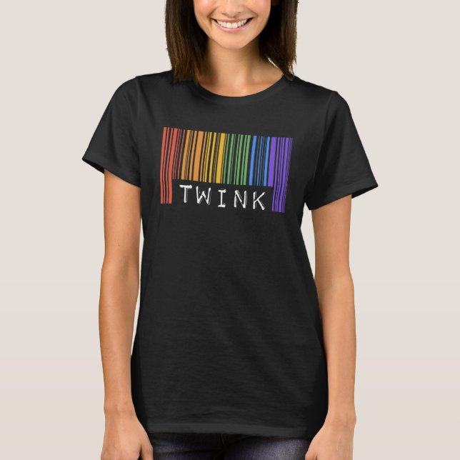 Gay Barcode Twink  Trendy Rainbow Pride Flag Month T-Shirt (Front)