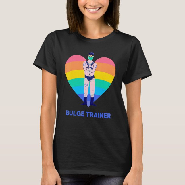 Gay Bear Gay Daddy Bulge Trainer Rainbow T-Shirt (Front)