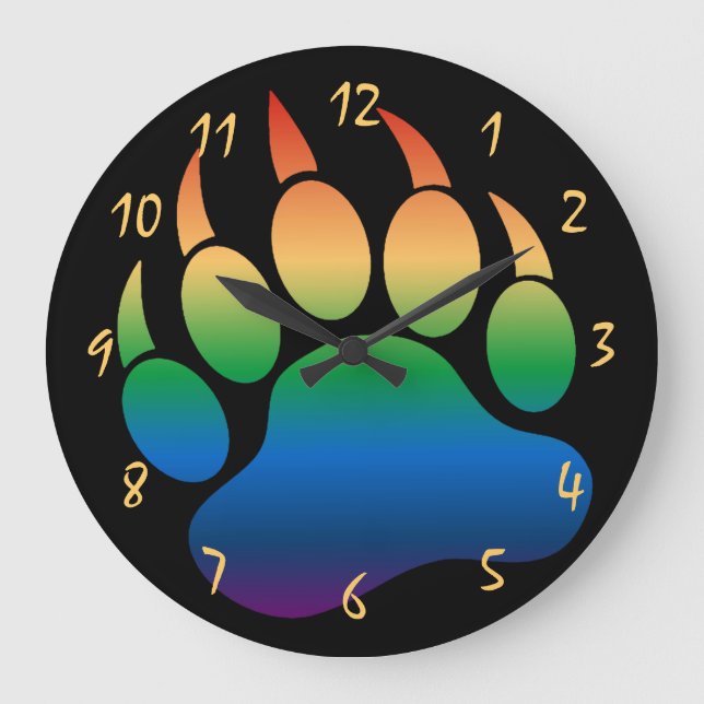 Gay Bear Paw Gorgeous and Dramatic black - Clock (Front)