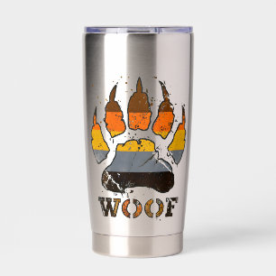 Gay bear pride bear paw woof bear pride flag  insulated tumbler