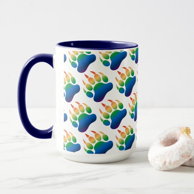Gay Bear Pride Bear Paw Wrapping Paper Mug (With Donut)