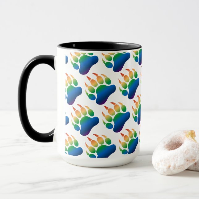 Gay Bear Pride Bear Paw Wrapping Paper Mug (With Donut)