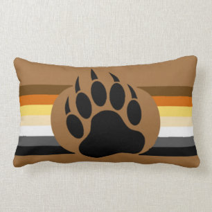 Gay Bear Pride colours stripes and Bear Paw Lumbar Cushion