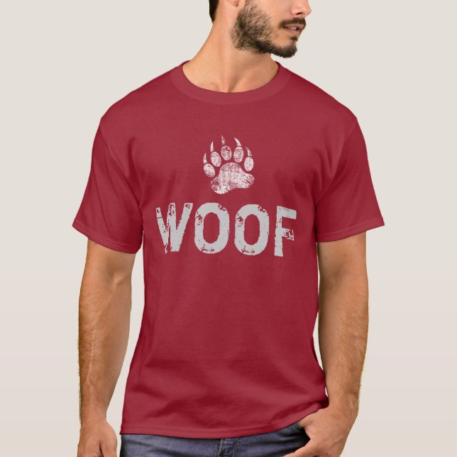 Gay Bear Pride distressed Bear Paw WOOF ! T-Shirt (Front)
