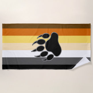 Gay bear pride flag Bear Paw Beach Towel