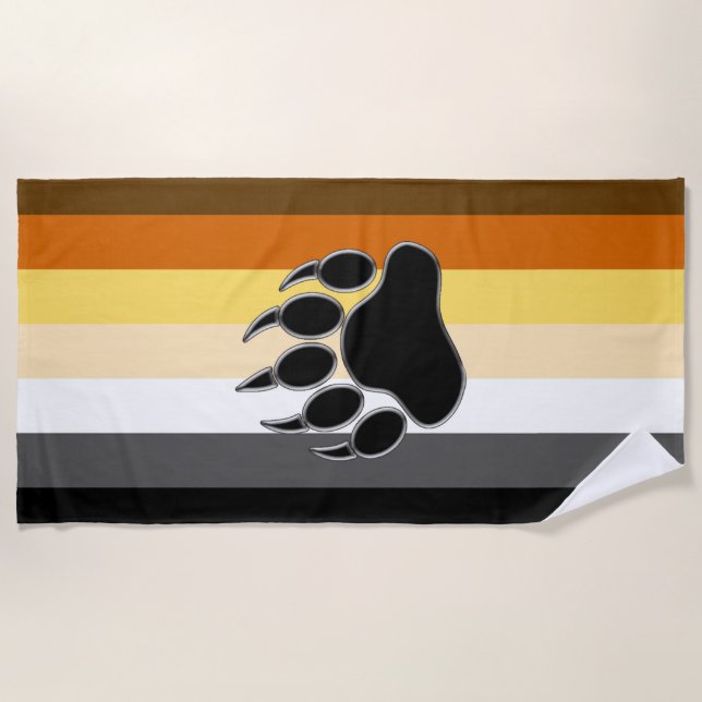 Gay bear pride flag Bear Paw Beach Towel (Front)