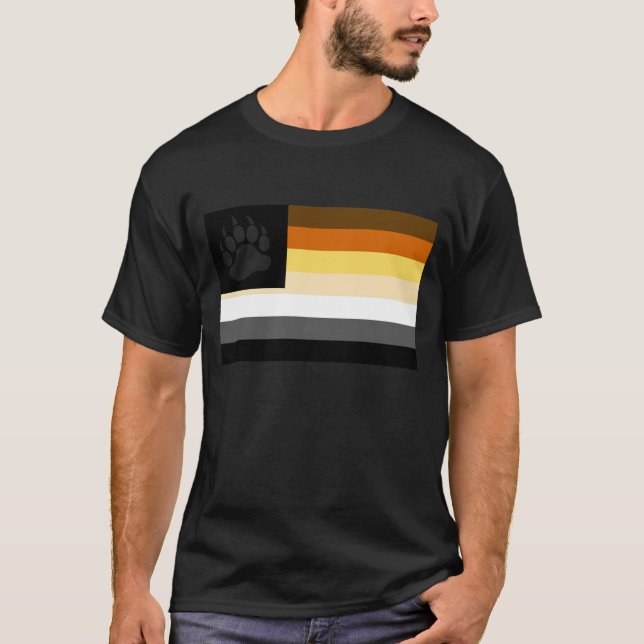 Gay Bear Pride Flag Bear Paw T-Shirt (Front)